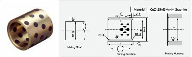 30*40*30 mm Graphite Bearing Bushing Sleeve Bush Brass Sleeve Governor Bush Bronze Bushing Oil-Less Self-Lubricating Bearing Du Bushing